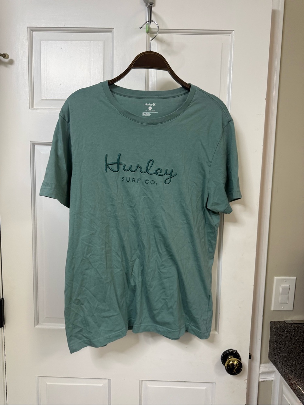 Hurley Men's Teal Script Logo Short Sleeve Tee